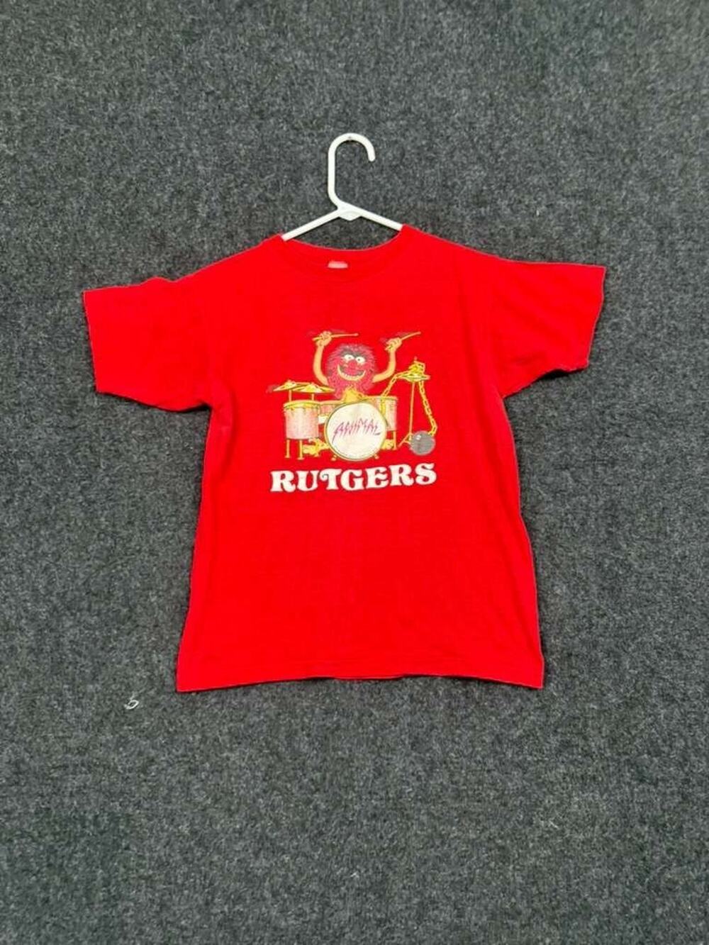 Vintage Champion Rutgers Animal Muppets T-Shirt Men's M USA Red 80s